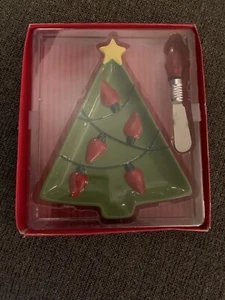 Hallmark Christmas Tree Serving Dish with Light Bulb Spreader New In Box - Picture 1 of 1