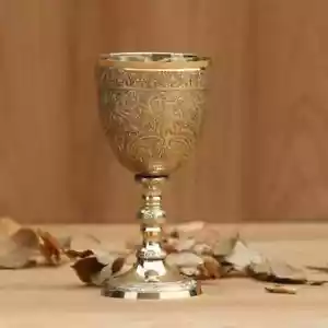 Handmade Royal King Embossed Goblet Design Brass Wine Goblet Mediaeval - Picture 1 of 2