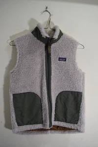 Patagonia Retro-X® Fleece Sherpa Vest Natural w Passage Olive Green Kids BOYS M - Picture 1 of 12