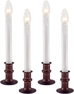 Ultra-Bright LED Window Candles with Timer, Battery Operated, Metal Base, White - Picture 1 of 8