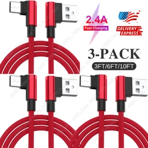 90 Degree For Samsung Galaxy Android Type C USB C Fast Charging Charger Cable 3X - Picture 1 of 16