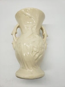 Vtg McCoy White Bird of Paradise Double Handled Vase 1950s  L23 - Picture 1 of 4