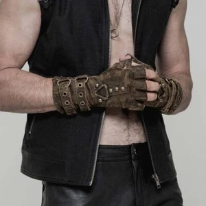 Punk Rave Cataclysma Men's Brown Steampunk Gloves • Ships in 2-4 Weeks • Gothic - Picture 1 of 7