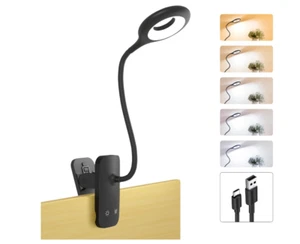 Clip on Reading Light for Bed Headboard, Battery Rechargeable Large Clamp Bed La - Picture 1 of 12