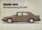 SAAB   900 Betriebsanleitung  1989  Bedienungsanleitung  Handbuch  Bordbuch  BA