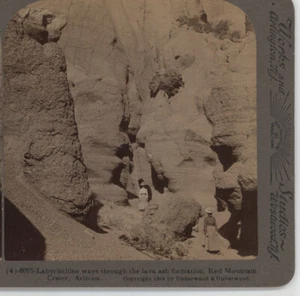Damas Labyrinthian Ways Red Mountain Crater AZ Underwood Stereoview c1900 - Imagen 1 de 6
