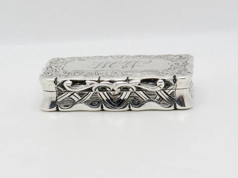 Antique Victorian Sterling Silver Snuff Box Fully Hallmarked George Unite 1866 Cover