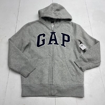 Chaqueta con Capucha Gap Kids Gris Logo Cremallera Completa Jóvenes Niños Talla Mediana Nueva Foto 1 de 4