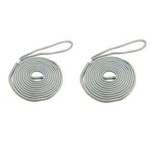 Cuerdas de amarre trenzadas de poliéster preempalmado de 12 mm grises 2 x 12 metros - Imagen 1 de 10