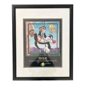 Vintage Warner Brothers Mixed Media Sylvester & Tweety Portrait (With Frame) - Picture 1 of 2