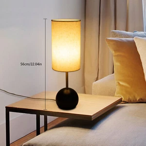 Table Lamps Bedside Nightstand Lamp Wood ClothTable Lamp for Cozy Home 110V 40W - Picture 1 of 20