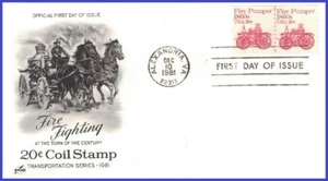 USA3 #1908 Pl #1 U/A ARTCRAFT FDC PNC2 Fire Pumper 1860s - Picture 1 of 1