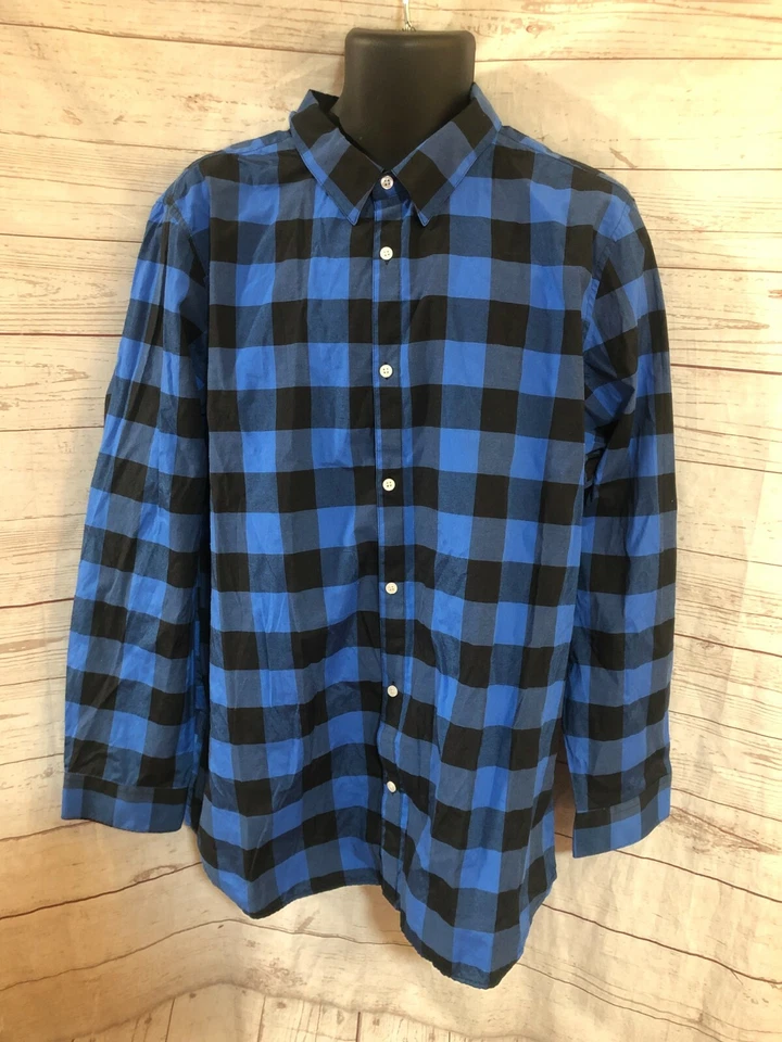 Galaxy By Harvic Men’s Button Up Shirt Long Sleeve Black / Blue Size 2XL - Image 1 of 4