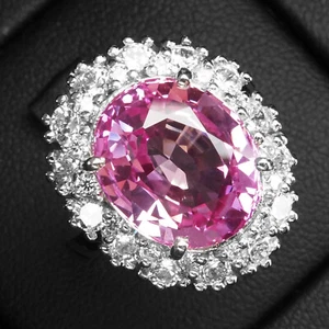 Precious Barbie Pink Sapphire 10.03Ct 925 Sterling Silver Handmade Rings Size 7 - Picture 1 of 8