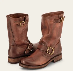 Preowned Frye Veronica Leather Short Boot In Size 8 - Picture 1 of 20