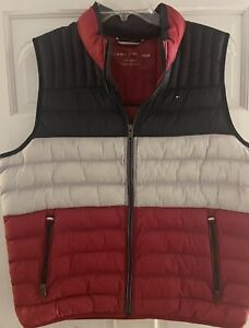 Tommy Hilfiger Red, White And Blue Puffer Vest Mens Size Large