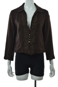 J Crew Womens Jacket Size 8 Brown Solid Blazer Long Sleeve Linen Casual - Picture 1 of 4