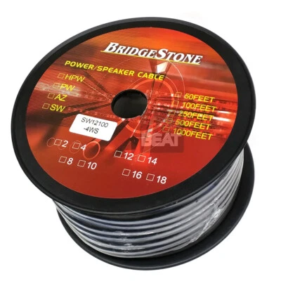 Bulk Roll 100 ft 12-Gauge GA 4-Conductor Core Snake Speaker Audio Cable Wire - Image 1 of 3