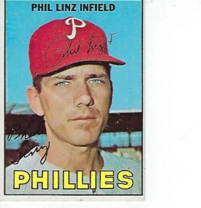 PHIL LINZ SIGNED 1967 TOPPS #14 - PHILADELPHIA PHILLIES - Picture 1 of 1