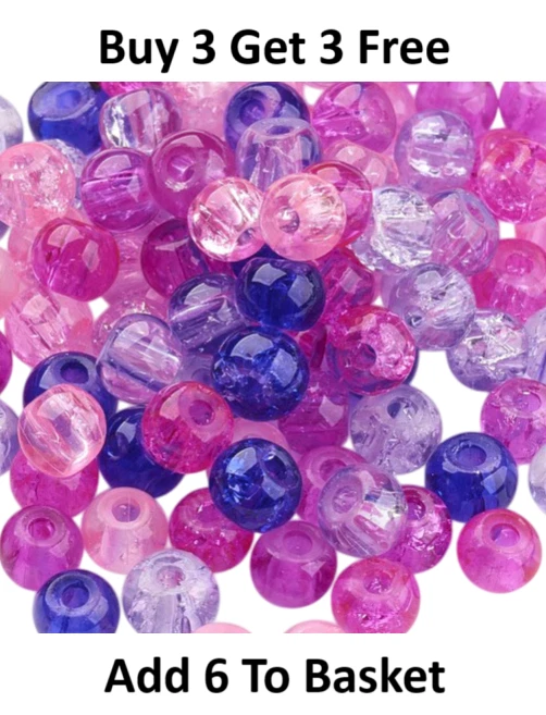 ❤ Mixed Glass Crackle Spacer Bead 4mm,6mm,8mm VALENTINE Jewellery Making UK ❤ - Image 1 of 1