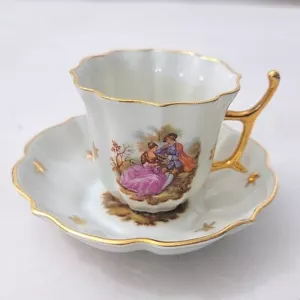 Taza y platillo de espresso Demitasse para pareja de cortejo SA Limoges 303 - Imagen 1 de 6