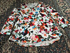 Womens New Direction Size Small Cold Shoulder Hi-Low Floral Multi Color Shirt