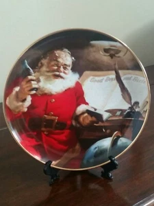 Cola Cola's Santa Claus "Making a List" Dekoteller von The Franklin Mint - Bild 1 von 2