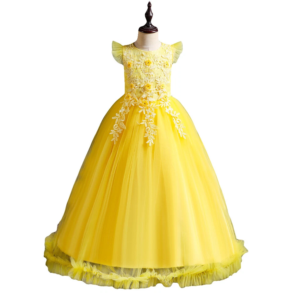 Vestido Flor Niñas Boda Dama de honor Princesa Fiesta Concurso Vestido Niños Vestidos Foto 1 de 4