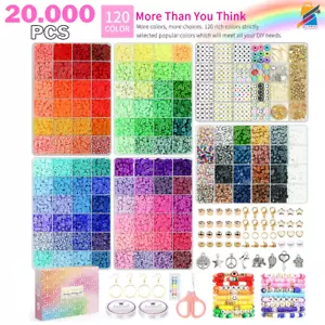20,000 PCS Clay Beads Kit - 120 Colors DIY Bracelet & Jewelry Making Set - Picture 1 of 11