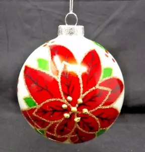Vintage Blown Glass Poinsettia Christmas Ornament 4" Tall - Picture 1 of 2