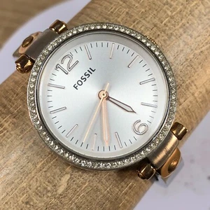 Fossil Women ES3447 Georgia Pave Bezel Stainless Steel Quartz Watch 6 1/4" - Picture 1 of 13
