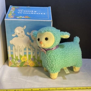 Avon Wooly Woolcott Lamb Mint Green Walks Turns Head & Baas 8” Long 8” Tall 2-C - Picture 1 of 11