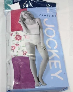New 3 pack JOCKEY Scalloped waistband 100% cotton BRIEFS PINK GRAPE FLORAL 5/S - Picture 1 of 4
