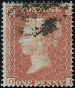 Great Britain Used F 1p Scott #8 Wmk 18 Perf 16 1854-55 Queen Victoria Stamp - Picture 1 of 2