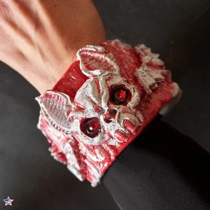 jewelry woman solid bracelet cuff luxury brand original fashion vampire goth red - Picture 1 of 24