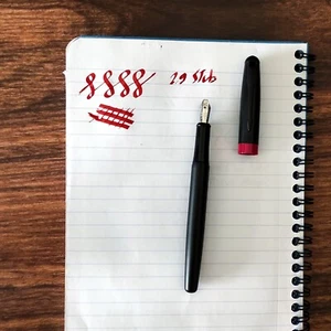 Única pluma estilográfica de metal negro y rojo con trozo de 2,9 mm tierra a mano - caligrafía - Imagen 1 de 6