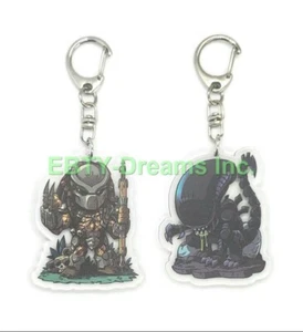 Set of 2 Alien vs Predator AVP Acrylic Keychain  - Picture 1 of 2