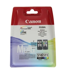 Cartuchos de tinta de color originales Canon PG510 negro y CL511 PG-510 CL-511 2970B010 - Imagen 1 de 2