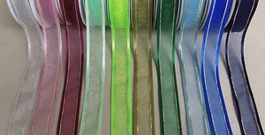 10 yds SHEER & SATIN GOLD METALLIC ACCENT RIBBON  7/8"  (choice of 10 colors) - Picture 1 of 11