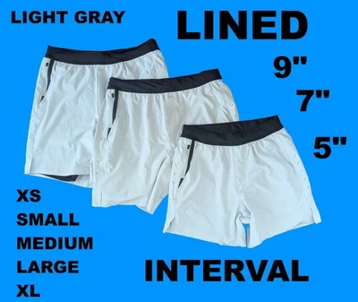 NWOT Ten Thousand Interval Light Gray LINED XS, S, M, L, XL INSEAM 5, 7, 9 - Image 1 of 2