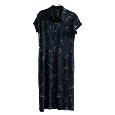 Vintage 90s Ralph Lauren Silk Floral Maxi Dress 10 Medium Cottage Grunge Boho - Image 1 of 4