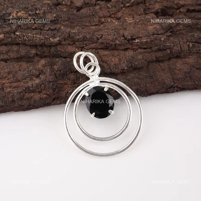 Raíz Chakra Ovalado Natural Ónice Negro Plata de Ley Hermana Cumpleaños Boho - Imagen 1 de 4