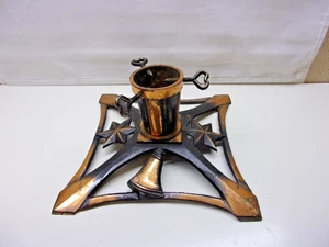 Weihnachtsbaumständer Christbaumständer SCHWARZ - KUPFER  Metall Guss 24x24cm - Bild 1 von 2