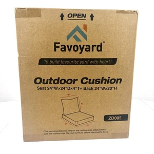 Favoyard Outdoor Cushion Set Waterproof 24x24 Patio Seat Back Fade Resistant - Picture 1 of 7