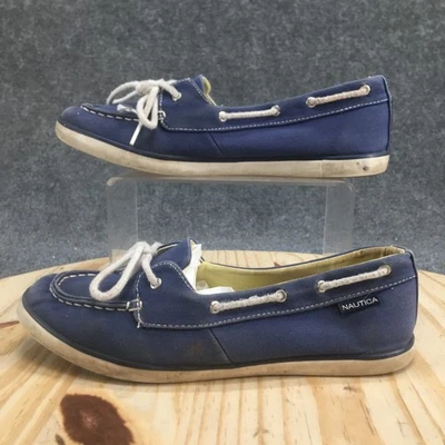 Zapatos Nautica para mujer 9,5 Pinecrest barco azul lona sin cordones puntera sin usar, en caja Foto 1 de 4
