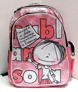 Hablando Sola Cartoon Girl 16" Book Backpack Kids Travel School Pink Gift bag NW - Picture 1 of 9