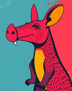 Aardvark Pop Art lebendige Farben 8 x 10 Druck - Bild 1 von 1