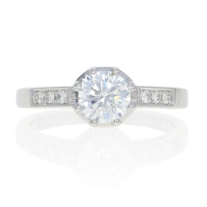 Oro Bianco Orecchini Anello di Fidanzamento - 14k Per 6mm Centro Con Diametro - Foto 1 di 6