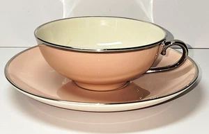 Franciscan Fine China Pink Platinum Rim - Cup Saucer Set - Vintage - Picture 1 of 6