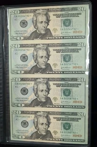 *World Reserve Monetary Exchange U.S. Government Uncut Sheet Of $20* STAR Notes - Picture 1 of 5